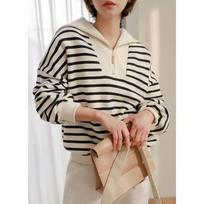 Striped Contrast Women's Sweater Fashion Casual Loose Top S balta