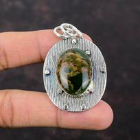 Australijos chromo chalcedono pakabukas Nuostabus brangakmenio pakabukas 925 svarų sterlingų sidabro pakabukas Rankų darbo papuošalas Dovana Jai Zodiako akmens pakabukas gray