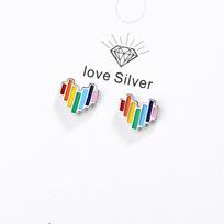 925 Sterling Silver Cute Rainbow Heart Stud Earrings For Teen Girl Friend Kid Lady Jewelry Gifts