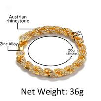 European Hip Hop Diamond Alloy Bracelet Men's Twist Twisted String Chain Fashion Personal Accessories Ornament 7inch rožinio aukso spalvos
