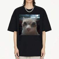 Summer Unisex T-shirt El Gato Meme Sad Crying Cat Munchkin Print T Shirts Y2k Top Women Cotton Tshirt Unisex Oversize Streetwear 2XL gray