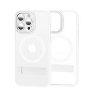 Stovo laikiklio dėklas, skirtas Magsafe Mag Safe iPhone 15 Pro Max 14 Plus 13 14Pro 15Pro 13Pro 15Plus 14Plus smūgiams atsparaus dangtelio priedams iPhone 13 balta