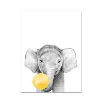 Baby Nursery Yellow Balloons Animal Wall Art Poster Print Zebra Koala Elephant Giraffe Canvas Painting for Kids Room Decoration 21cm×30cm NoFrame