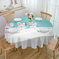 Velykų Zuikis Geometrinis Gradientas Apvalus Stalo Užtiesalas Festivalio Vakarienė Vandeniui Atsparus Stalo Užtiesalas Stalo Danga Vestuvių Vakarėlio Dekorui 4pcs 33x48 Table mat blue