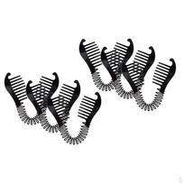 6 Pcs Black Plastic Updo Bun Comb Clip black