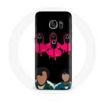Coque pour Samsung Galaxy S7 Edge Squid Game Seong Gi hun et Kang Sae Byeok Masques Triangle carré
