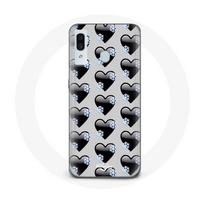 Coque pour Samsung Galaxy A20 Fond de coeurs noirs