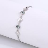 Keturlapis dobilas Moissanito prabangi apyrankė S925 sterlingų sidabras imituota deimantinė apyrankė universali korėjietiško stiliaus moissanito papuošalas zircon gray