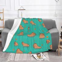Capybara In The Water Blankets Fleece Spring Autumn Cute Animal Multifunction Soft Throw Blankets for Bedding Couch Rug Piece 75x100cm 30x40in