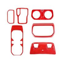 ABS Car Gear Shift Decoration Front Cup Holder Window Switch Cover For Jeep Wrangler JL 2018 Up For JT Gladiator Interior Accessories raudona