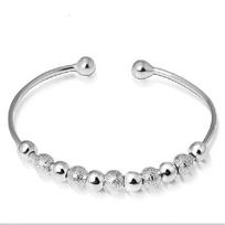 Laimės apyrankė, Elegantiška sidabrinė apyrankė, Moteriška devynių apsisukimų karoliukų apyrankė, Rankų darbo dovana Adjustable size white