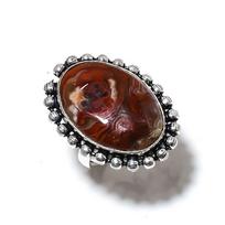 Natural Laguna Lace Agate Gemstone 925 Sterling Silver Ring Size 10 R8Z54