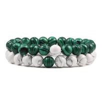 Rinkinys Apyrankės Poros Atstumas Juoda Balta Natūralus Lavos Akmuo Tigro Eye Karoliukai Jogos Apyrankės Vyrams Moteriškos Elastinės Virvės Papuošalai 8mm white malachite black