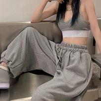 Moteriškos sportinės kelnės Rudeninis Baggy Fashion Oversize Sportinės kelnės Kelnės Moteriški bėgikai Gatvės apranga XS pilka