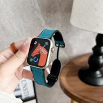 Silicon+Leather Bands for Apple Watch Strap 40mm 41mm 42mm 44mm 45mm 49mm Magnetic Buckle Bracelet iWatch Ultra SE2 8 7 6 5 4 3 42MM 44MM 45MM 49MM gray