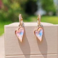 Heart Shape Colored Crystal Drop Earrings for Women 2024 New Fashon Earring Trendy Party Jewelry wedding Accessories white