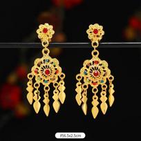 BLINGBAY Women's Pendant Earrings Thai Ethnic Style Stud Earrings Retro Palace Tassel Earrings Jewelry Gift