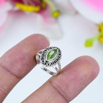 Natural Peridot Gemstone 925 Solid Sterling Silver Jewelry Ring Size 11.5 U2B36 gray