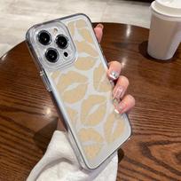 Skirtas „iPhone 15 Pro Max 14 Plus 13 12 Mini 11 XS 8 7“ telefono dėklas, raudonas lūpų raštas, atsparus smūgiams, skaidrus silikoninis minkštas TPU dangtelis iPhone 15 geltona