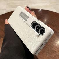 For Samsung Galaxy Z Fold 3 4 5 Case Luxury Leather Protective Cover with Stand Anti-fall New Protective Case for Fold 5 Fold 4 For Galaxy Z Fold 5 balta