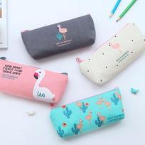 Penalas Flamingos Canvas Mokykliniai reikmenys Kanceliarinės prekės Dovana Mielas pieštukų dėžutės krepšys pilka