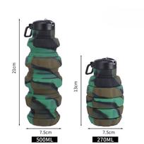 Lauko sportas Valgomas silikoninis vandens puodelis Neperšlampamas Kelioninis įtraukiamas sulankstomas puodelis Alpinizmas Fitness Nešiojamas silikoninis butelis 500ml1PCS black