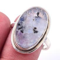 Natural Rainbow Moon Stone Gemstone Handmade 925 Sterling Silver Ring S.9 I7B47 gray