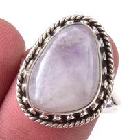 Natural Rainbow Moon Stone Gemstone Handmade 925 Sterling Silver Ring S.8 r4D90 gray