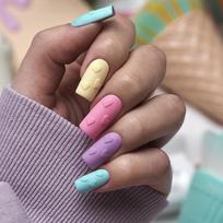 24pcs Press On False Nails Tips, Long Coffin Fake Nails, Frosted Embossed Heart 10ml One Size gray
