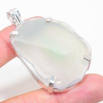 Natūralus Botsvanos agato brangakmenis 925 sterlingo sidabro dovana pakabukas 2,56  g6f45 white