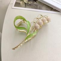 Elegantiškos tulpės plaukų segtukai galvos apdangalai moterims merginoms Madingas arklio uodegos segtukas Ornamentas Varpelis Orchidėjaus plaukų aksesuarai Galvos apdangalas Diadema rožinė