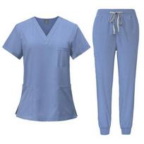 Daugiaspalviai unisex trumpomis rankovėmis vaistinės slaugytojos uniforma ligoninės gydytojo darbo drabužiai burnos odontologijos chirurgijos uniformos medicininių šveitimų rinkiniai 2XL dangaus mėlyna spalva