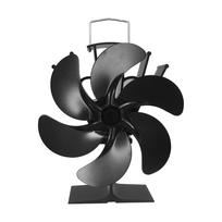 Mini krosnelės ventiliatorius, 6 ašmenų, didelio oro tūrio, šildomos medienos degikliai, židiniai, ventiliatorius, vidaus ir lauko šildymo krosnelės ventiliatorius black