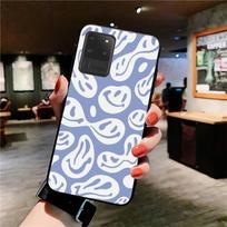 YNDFCNB Funny Trippy Smiley Face Phone Case for Samsung S20 lite S21 S10 S9 plus for Redmi Note8 9pro for Huawei Y6 cover Y7 prime 2019 blue