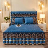 Prabangūs nėriniai oranžinis žieminis lovatiesė storas namų lovos sijono stiliaus paklodės siuvinys medvilnė europietiško stiliaus lovatiesės 150x200cm 1pcs