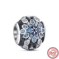 Authentic S925 Sterling Silver Pavé Clear Zircon Sparkling Heart Round Luxury Beads Fit  Charms Bracelet Original Jewelry