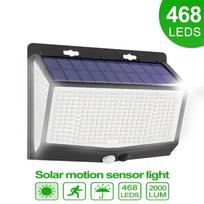 468LED lauko saulės šviesos belaidis judesio jutiklis IP65 vandeniui atsparus saulės šviesai maitinamas šviesos tvoros stulpas, durų siena, namų kiemo apšvietimas 468LED-whole-3000LM-1PCS gray