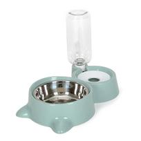 New 2-in-1 Cat Bowl Water Dispenser Automatic Water Storage Pet Dog Cat Food Bowl Food Container with Waterer Pet Waterer Feeder gray