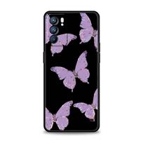 butterfly Phone Case For Oppo Find X5 A54 A53 A52 A9 2020 A15 A95 A16 A76 A74 A12 Reno7 SE Reno6 Pro Plus 5G Soft Black Cover Oppo A95 gray