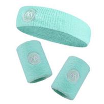 1 Set Sports Sweat Bands Sweat-absorbing Quick-drying High Elastic Nylon Cloth Wrist Guards Protection Super Soft Yoga Basketball Headband Wristband mėtų žalios spalvos