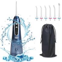 Burnos irrigator USB įkraunamas vandens siūlas Nešiojamas dantų vandens purkštukas 300 ml vandens bakelis, vandeniui atsparus dantų valiklis burnos priežiūrai