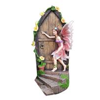 Miniatiūrinis Durų Statulėlės Dekoravimas Derva Pasakų Kopinėti Ant Elf knocking on the door beige