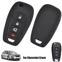 „Chevrolet Cruze“ silikono nuotolinio atverčiamo rakto dėklo „Fob Shell“ dangtelio odos laikiklis, 4 mygtukas, 2016 m., 2017 m., 2018 m., 2019 m. black