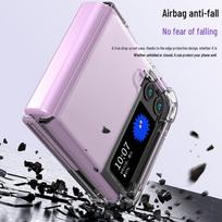Samsung Galaxy ZFlip4 Soft TPU Transparent Anti-Fall Phone Case with Thickened Airbag and Folding Design Anti-fall Z Flip 3 (F711) skaidri juoda spalva
