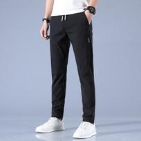 Casual Pants For Men, Summer Wear, Thin Cut, Drawstring Pants, Men'S Casual Pants, Men'S Elastic Waistband Trend 28 juoda