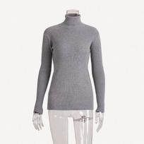 Autumn and Winter Bottom Turtleneck Pullover Sweaters Women Long Sleeve Slim Fit Warm Knitted Sweater Woman Base Soft Jumper Knitwear Tops 24643 L pilka spalva