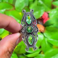 Peridot Gemstone Handmade 925 Sterling Silver Jewelry Ring Size 6 U5y60 black
