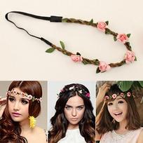 1 vnt Meilės gėlių girliandos karūna festivalio vestuvių plaukų vainikas gėlių galvos juosta 1PC,Random beige