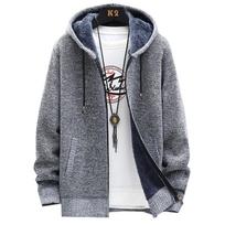Mens Baggy Full Zip Sweater Coats Hooded Men's Warm Hooded Knitted Sweater with Outerwear Youth Style Casual Dad Outfit  Cardigan XXXL pilka
