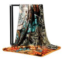 Vogue Foulard Satin Square Silk Scarf Šalikai Aukštos kokybės 1vnt 90*90cm Skaros Šalikai Elegantiškos Populiarios Moterys 90-90cm